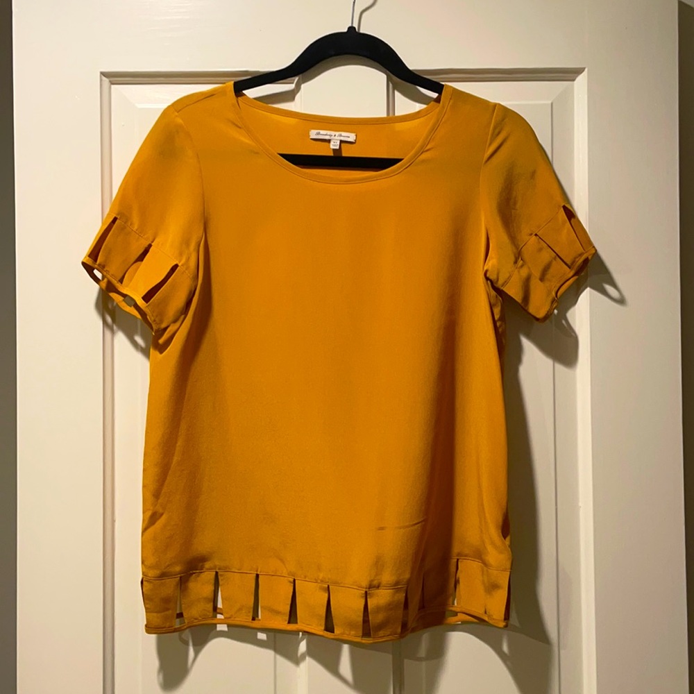 NEW Madewell Broadway & Brooke XS Mustard Silk Blouse